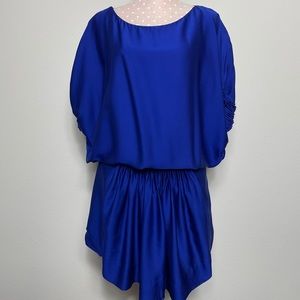 Diane von Furstenberg Blue Silk Ruched Handy Dress
